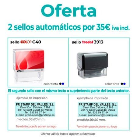 Promoción Oferta 2 sellos automáticos Colop + Trodat