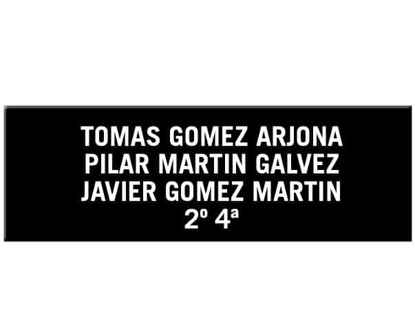 Placas Buzón de 4 líneas. 16 combinaciones de color de fondo con color del texto